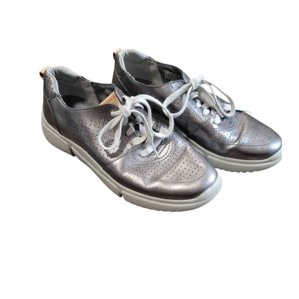 Rockport Women's R-Evolution Perf Sneaker Metalic Gray Silver Size 8